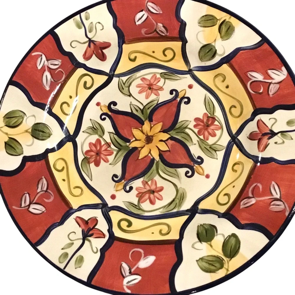 Pier 1 Salad Plates 9” Vallarta Pattern Tuscan  Design - 2 Plates Retired